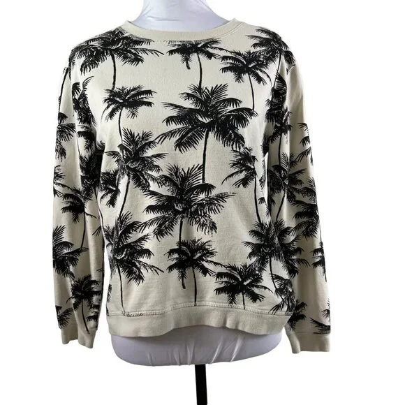 Forever 21 Sweatshirt Palm Print Black & White Long Sleeves size Small - Picture 3 of 6